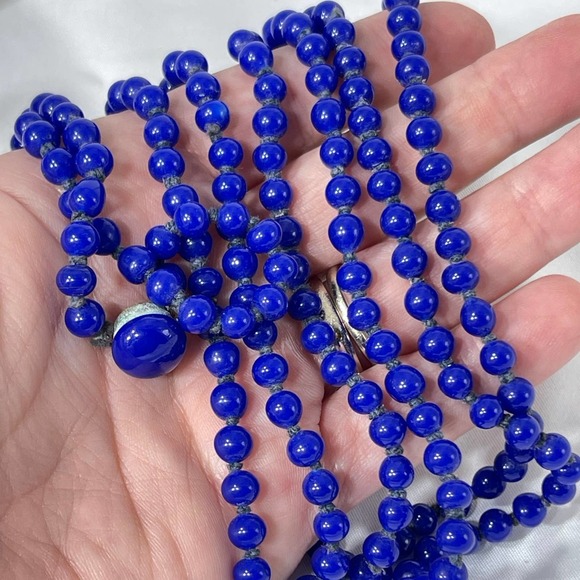 VTG Czech cobalt glass necklace - Picture 1 of 12